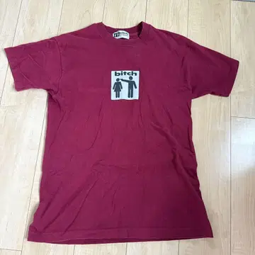 L 90s bitch skateboards 비치 티셔츠 와인 컬러