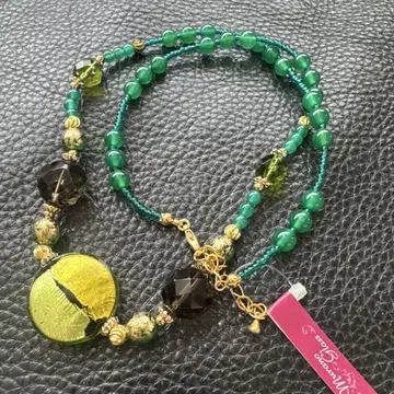 murano glass 그린 컬러와 블랙 컬러 비즈 목걸이