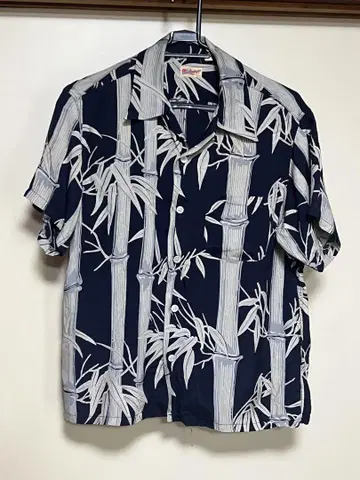 SunSurf 알로하 대나무 패턴 네이비 M 하와이안 동양 엔터프라이즈