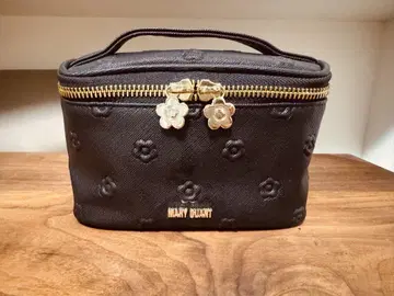 MARY QUANT 심플 엠보싱 데이지 베니티 파우치 블랙