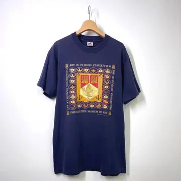 90s USA제 필라델피아 미술관 반팔 티셔츠 L 사이즈 네이비 네이비