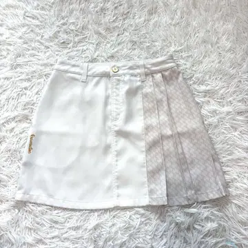 레자렉션 스커트 플리츠 화이트 올 패턴 플리츠 스커트