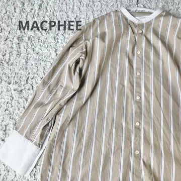 새상품급 MACPHEE 맥피 스트라이프 밴드 카라 셔츠 커프스