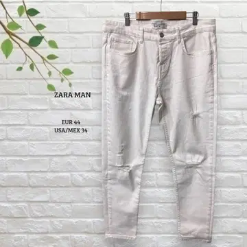 ZARA MAN 자라맨 데미지 데님 팬츠 화이트 화이트 데미지 진