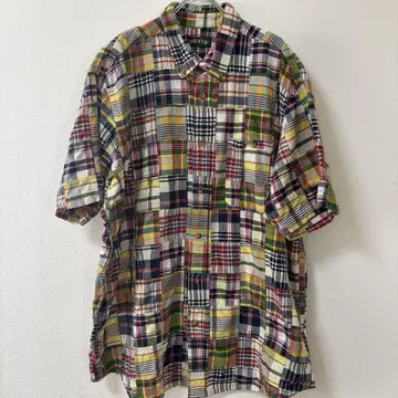 90s USA 빈티지 ORVIS 체크 무늬 반팔 셔츠 패치워크