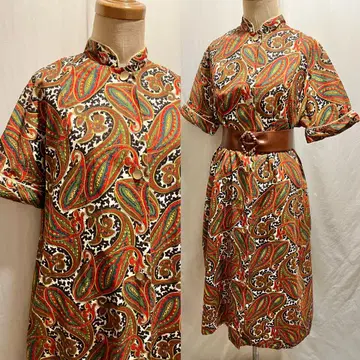 60s 70s 빈티지 오리엔탈 원피스 차이나 사이키