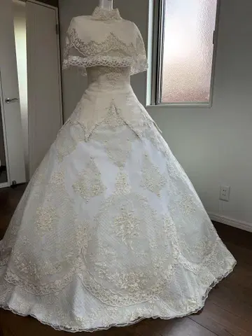아이보리 레이스 장식 A 라인 웨딩 드레스 전시용, 사진 촬영용