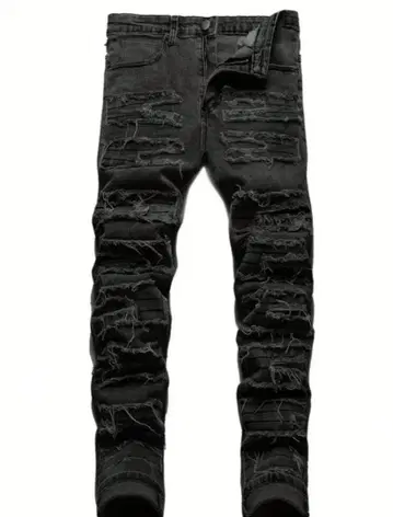 UK US drip 블랙 데미지 스키니