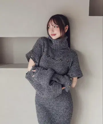 앤드메리 시에나 니트 롱 드레스