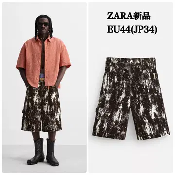 ZARA 애니멀 프린트 데님 버뮤다 팬츠 EU44(JP34) 새상품