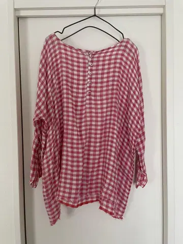 veritecoeur 핑크 깅엄 린넨 풀오버