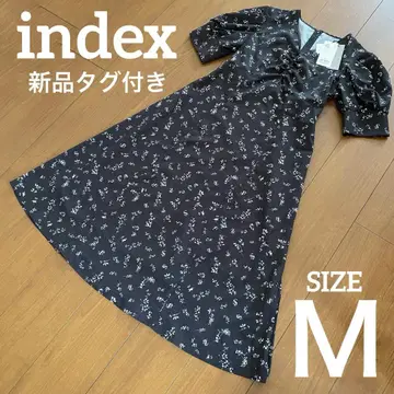 택 포함 새상품! index 인덱스 꽃무늬 퍼프 슬리브 롱 원피스 M