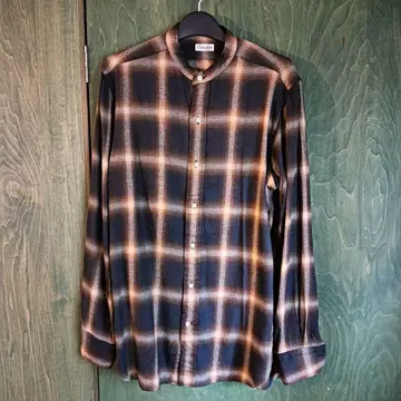 스테디셀러 camoshita 밴드 카라 긴팔 셔츠 옴브레 체크 셔츠
