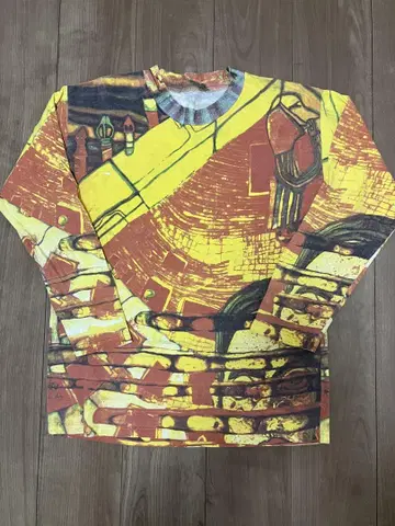 90s 올 패턴 긴팔 티셔츠 그래픽 아트 빈티지 고티에