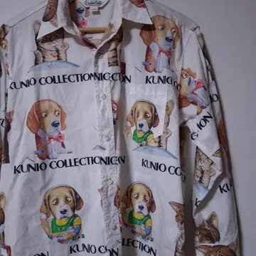 KUNIO COLLECTION 개 고양이 80년대 긴팔 셔츠 카페