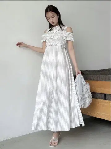 dazzlin 개더 뷔스티에 SET 프릴 셔츠 원피스