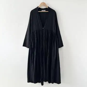 하우스 오브 로터스 카디 코튼 개더 드레스 블랙 검정