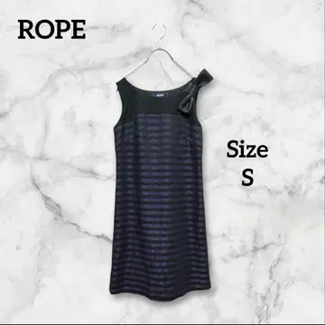 rope 로페 보더 블랙 보라색 리본 원피스 튜닉 슬리브리스