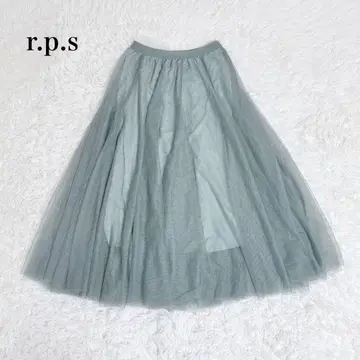 RPS 플레어 스커트 A 라인 얇은 명주 그물 플리츠 허리 밴딩 고급