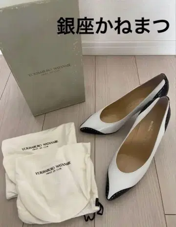 긴자 카네마츠 바이컬러 스틸레토 하이힐