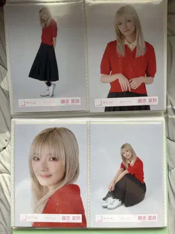 사쿠라자카46 후지요시 카린 브로마이드 4종 컴프 피케 셔츠 코디