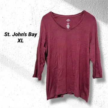 St. John's Bay XL 버건디 V넥 7부 소매 티셔츠