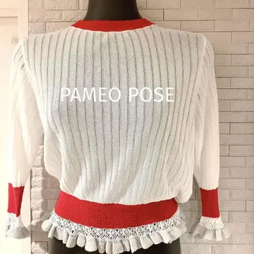 미사용 PAMEO POSE 파메오 포즈 여름 니트 화이트 숏 기장 귀여운