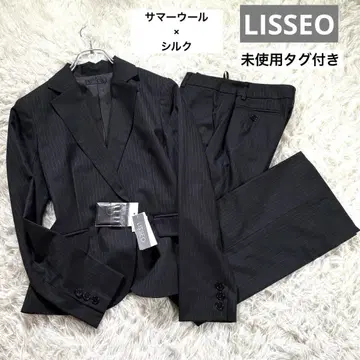 새상품 LISSEO 셋업 수트 팬츠 수트 오피스 실크 혼방 블랙