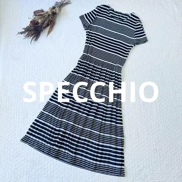 SPECCHIO 롱 원피스 플리츠 반팔 보더 40