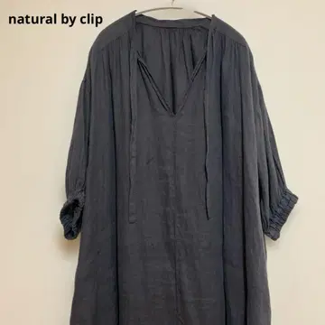 natural by clip 린넨 100 롱 원피스 7부 소매