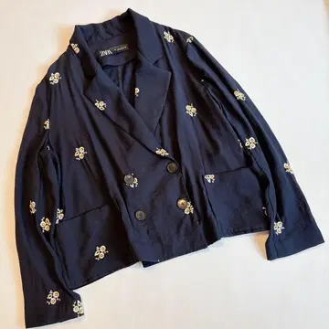 ZARA 자라 꽃 자수 자켓 여름 자켓 L 사이즈 네이비