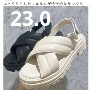 KMB 스페인 샌들 베이지 23.0cm 크로스 벨크로 테이프 천연 가죽