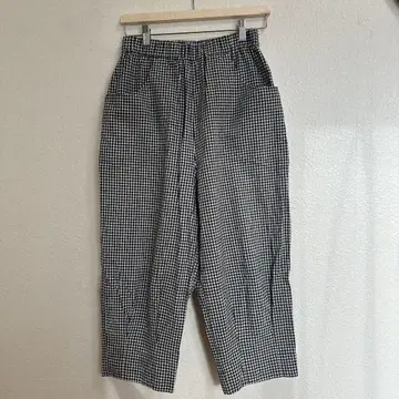 블랙 체크 크롭 팬츠