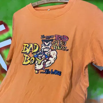 BADBOY 구 디자인 빈티지 오렌지 구제 의류 티셔츠