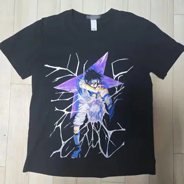 애니메이션 프린트 티셔츠 블랙 사스케 NARUTO