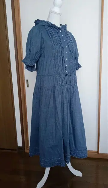 핑크하우스 반팔 후드 원피스 네이비