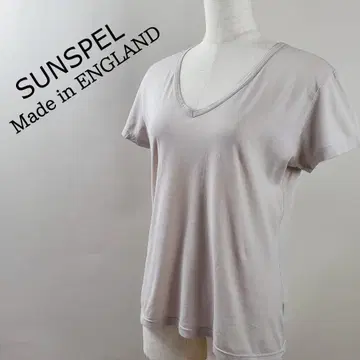 영국제 SUNSPEL V넥 반팔 티셔츠 컷소 무지 그레이지 M