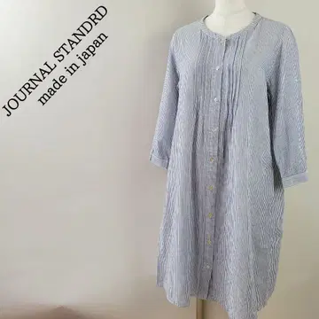 일본제 저널 스탠다드 린넨 블렌드 7부 소매 원피스 스트라이프 M 상당