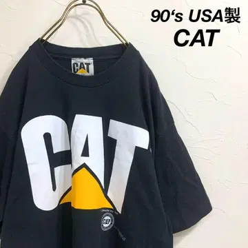 90년대 USA제 CAT 캐터필러 빅 로고 티셔츠 밑단 소매 싱글