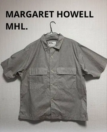 새상품급 MHL. 코튼 린넨 체크 셔츠 마가렛 호웰