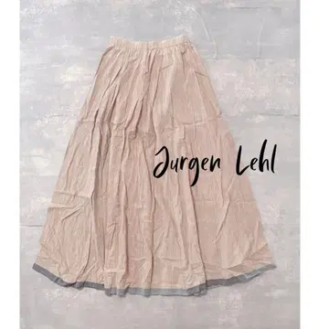 천연 염료 [Jurgen Lehl] 절개 요건 레일 플레어 롱 스커트