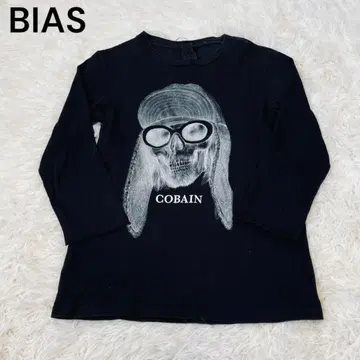 BIAS 바이어스 롱 T 스컬 커트 코베인 블랙 블랙 티셔츠
