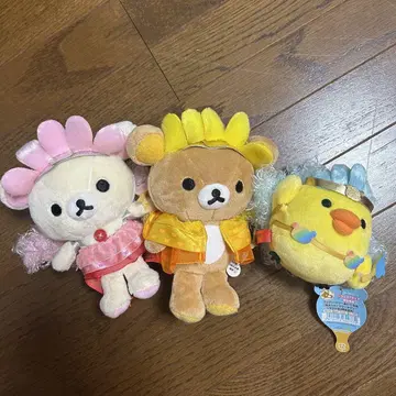 리락쿠마 코리락쿠마 키이로이토리 봉제 인형 세트
