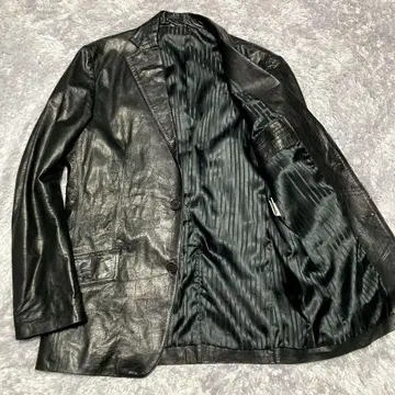 레어 악어 엠보싱 가죽 자켓 이탈리아제 가죽 블랙 양가죽 사이즈 L