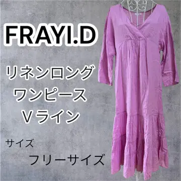 FRAYI.D 린넨 원피스 롱 핑크 V 라인