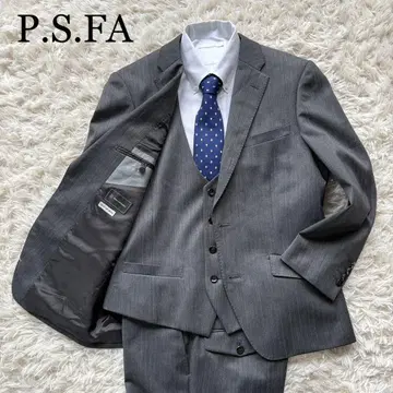 새상품급 P.S.FA 쓰리피스 수트 스트라이프 스트레치 그레이 AB5