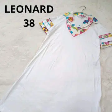 레오나르 LEONARD 꽃무늬 반팔 셔츠 티셔츠 원피스 화이트