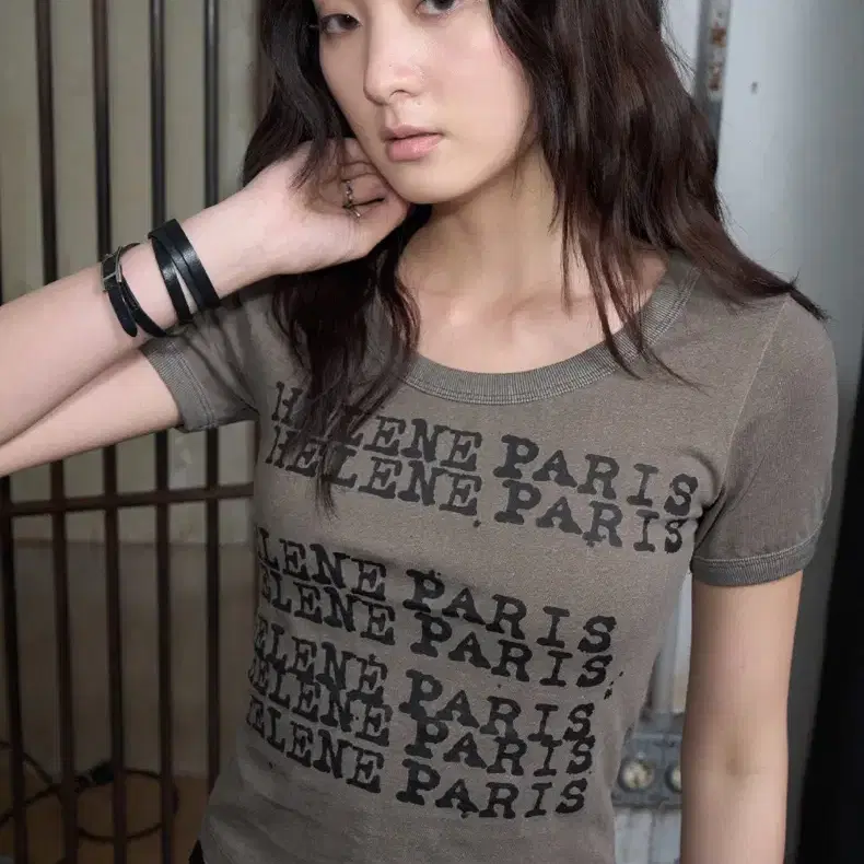 ★HELENE PARIS★ Stamp Remington Ringer Half T-Shirt Pigment Helene Paris Stamp Remington Ringer Half T-shirt [Pigment