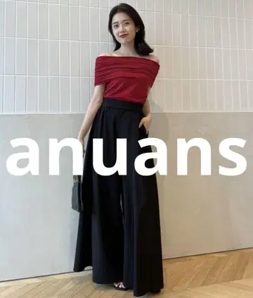 거의 미사용 anuans 슬리브리스 탑 FREE 레드 여성용