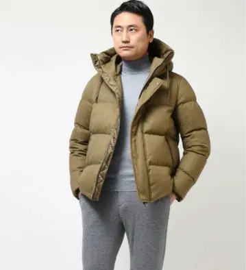 HERNO 실크 캐시미어 사키 소니 다운 후디 블루종 48 카키